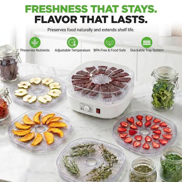 Alt view image 3 of 7 - Nutrichef Food Dehydrator Machine | Multi-Tier Appliance for Home Use | Perfect for Beef Jerky, Fruits, Vegetables & Dog Treats | High-Heat Circulation | 5 Stackable Trays