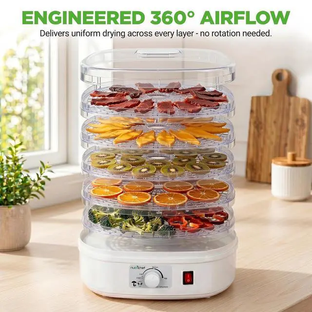 Alt view image 4 of 7 - Nutrichef Food Dehydrator Machine | Multi-Tier Appliance for Home Use | Perfect for Beef Jerky, Fruits, Vegetables & Dog Treats | High-Heat Circulation | 5 Stackable Trays