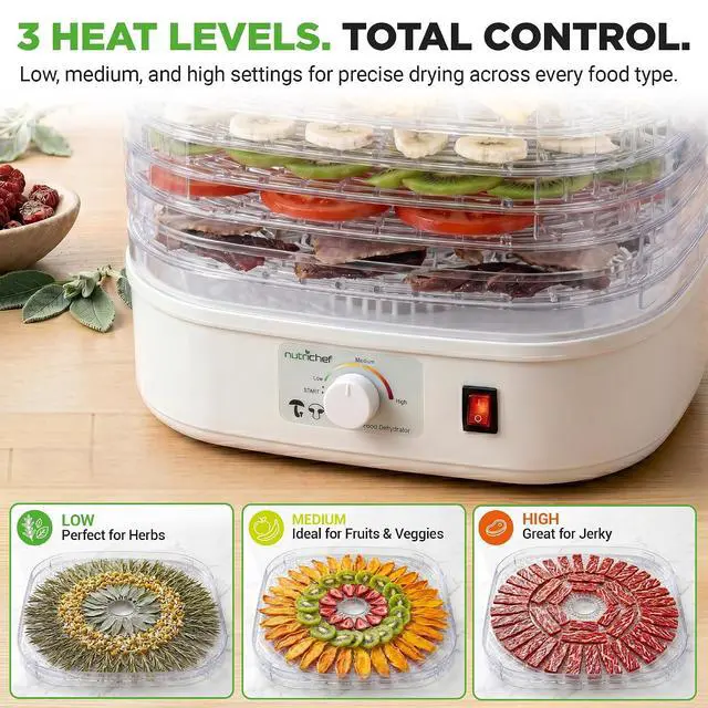 Alt view image 6 of 7 - Nutrichef Food Dehydrator Machine | Multi-Tier Appliance for Home Use | Perfect for Beef Jerky, Fruits, Vegetables & Dog Treats | High-Heat Circulation | 5 Stackable Trays