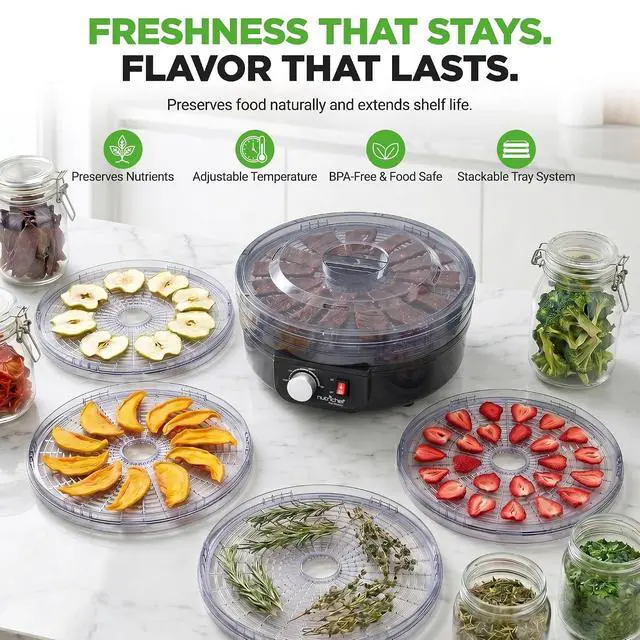 Alt view image 2 of 7 - Nutrichef Electric Countertop Food Dehydrator | Professional Multi-Tier Food Preserver | Dehydrate Fish, Beef Jerky, Meats, Mushrooms, Fruits & Vegetables | 5 Stackable Trays for Easy Cleaning