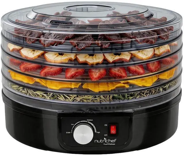Main image of Nutrichef Electric Countertop Food Dehydrator | Professional Multi-Tier Food Preserver | Dehydrate Fish, Beef Jerky, Meats, Mushrooms, Fruits & Vegetables | 5 Stackable Trays for Easy Cleaning