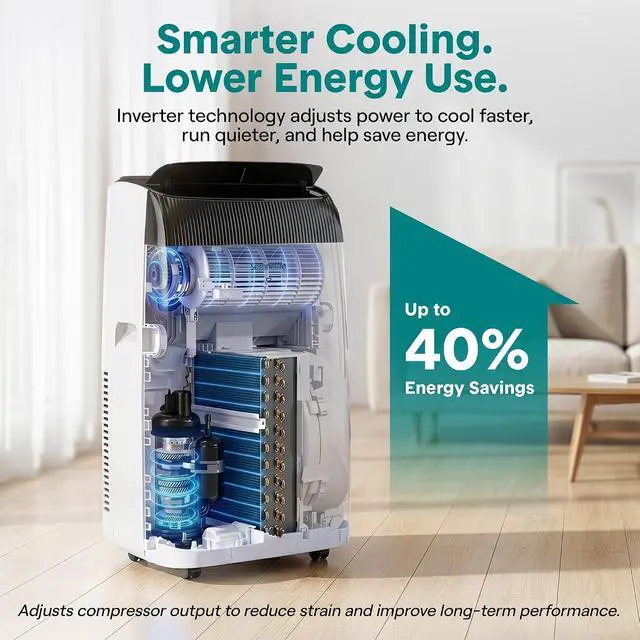 Alt view image 2 of 7 - SereneLife 16,000 BTU Inverter Portable Air Conditioner with Dehumidifier, Heat, & Fan | Dual Hose, Wi-Fi Enabled Portable AC Unit | Compact Standing Air Conditioner with Window Kit