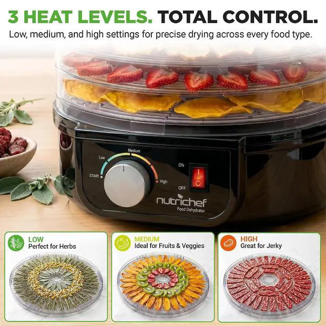 Alt view image 5 of 7 - Nutrichef Electric Countertop Food Dehydrator | Professional Multi-Tier Food Preserver | Dehydrate Fish, Beef Jerky, Meats, Mushrooms, Fruits & Vegetables | 5 Stackable Trays for Easy Cleaning