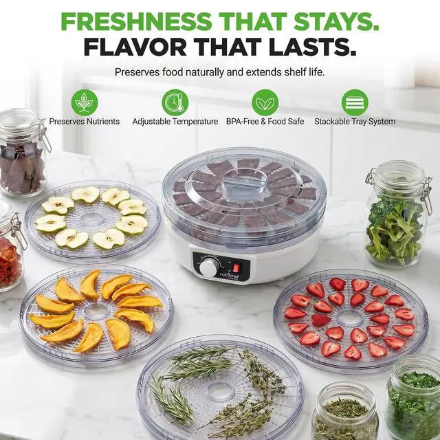 Alt view image 2 of 6 - NutriChef Food Dehydrator Machine | Dehydrate Beef Jerky, Meats, Mushrooms, Fruits & Vegetables | Great For At Home Use | Uses High-Heat Circulation for Even Dehydration | 5 Easy to Clean Trays.