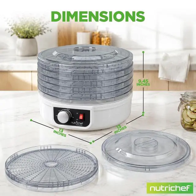 Alt view image 6 of 6 - NutriChef Food Dehydrator Machine | Dehydrate Beef Jerky, Meats, Mushrooms, Fruits & Vegetables | Great For At Home Use | Uses High-Heat Circulation for Even Dehydration | 5 Easy to Clean Trays.