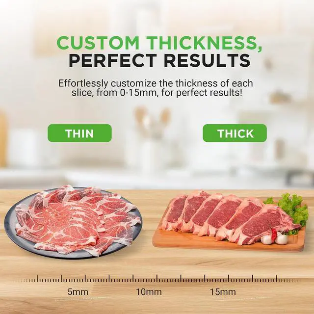 Alt view image 4 of 7 - Nutrichef Electric Meat Slicer | 200W Automatic Meat, Deli & Bread Slicer | Adjustable Dial for 0-15mm Cutting Range Thickness | Removable 7.5 IN Stainless Steel Blade & Food Pusher for Safety (Black)