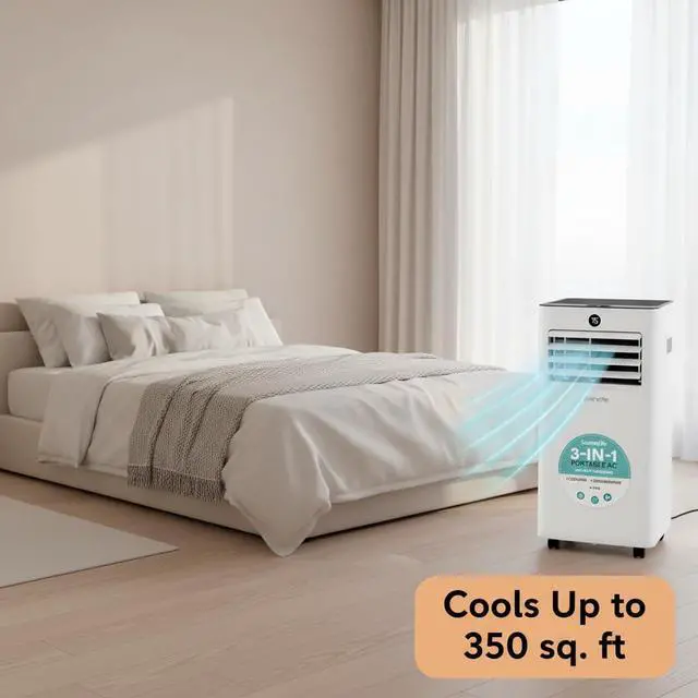 Alt view image 2 of 7 - SereneLife 8000 BTU Portable Air Conditioner, Small AC Unit with Dehumidifier and Fan, Mini AC Unit with 350 Sq. Ft. Coverage, Timer Settings Up to 24 Hours and Window Mount Kit for Room