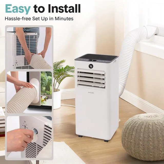 Alt view image 5 of 7 - SereneLife 8000 BTU Portable Air Conditioner, Small AC Unit with Dehumidifier and Fan, Mini AC Unit with 350 Sq. Ft. Coverage, Timer Settings Up to 24 Hours and Window Mount Kit for Room