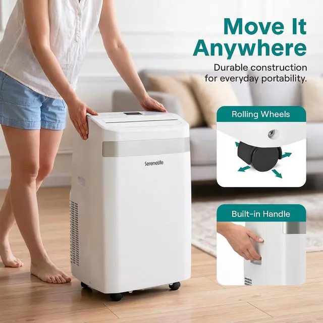 Alt view image 5 of 7 - SereneLife Portable Air Conditioner and Heater, 14,000 BTU Cooling & Heating with Wi-Fi Control, Dehumidifier & Fan Modes, Portable AC Unit with Window Mount Kit, Best for Rooms, White
