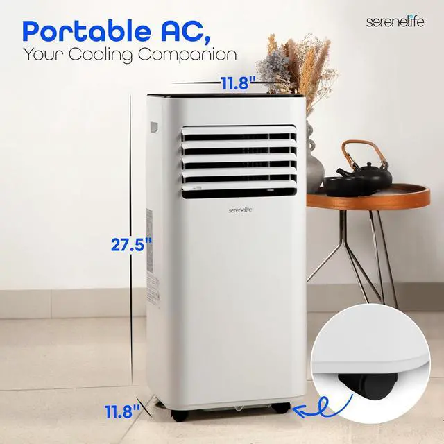 Alt view image 2 of 7 - SereneLife 8000 BTU Portable Air Conditioner, Small AC with Dehumidifier and Fan, Mini AC Unit with 350 Sq. Ft. Coverage, Timer Settings Up to 24 Hours, Includes Remote Control Window Mount Kit
