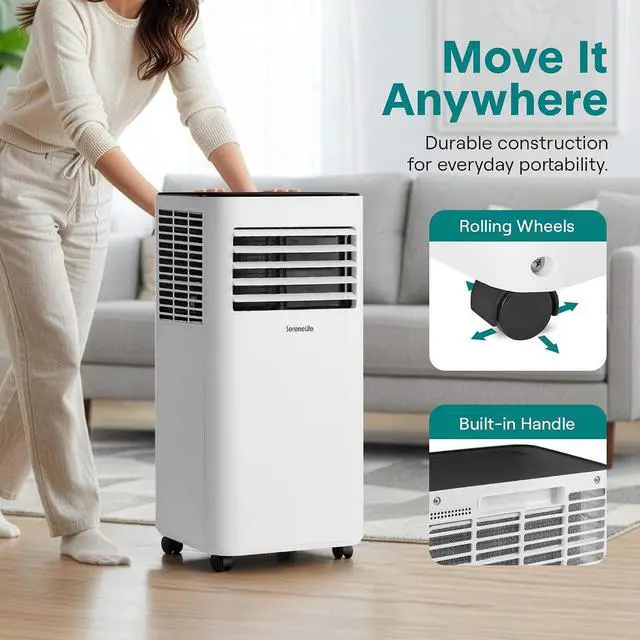 Alt view image 5 of 7 - SereneLife Small Air Conditioner Portable 8,000 BTU with Built-in Dehumidifier - Portable AC unit for rooms up to 350 sq ft - WiFi app + Remote Control, Window Mount Exhaust Kit