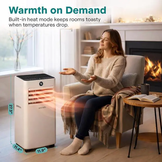 Alt view image 2 of 7 - SereneLife 8000 BTU Portable Air Conditioner & Heater with WiFi, 4-in-1 Cooling, Heating, Fan & Dehumidifier, 24-H Timer, Covers 350 Sq Ft, for Bedroom, Home & Office, Includes Window Kit & Remote