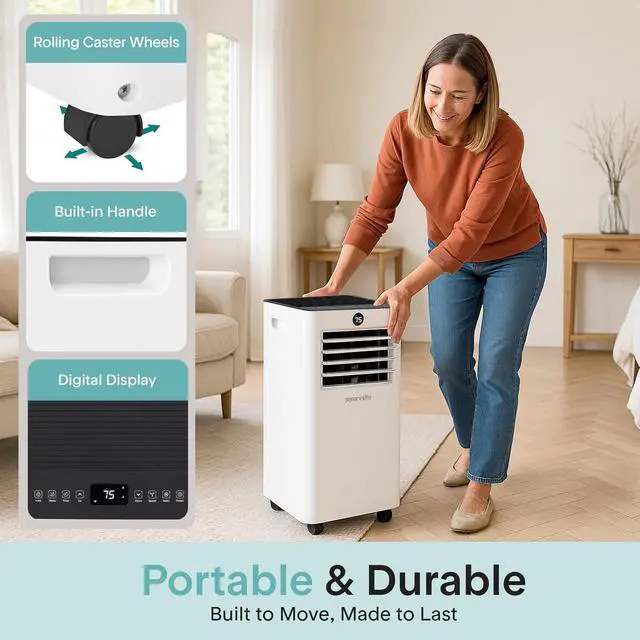 Alt view image 6 of 7 - SereneLife 8000 BTU Portable Air Conditioner & Heater with WiFi, 4-in-1 Cooling, Heating, Fan & Dehumidifier, 24-H Timer, Covers 350 Sq Ft, for Bedroom, Home & Office, Includes Window Kit & Remote