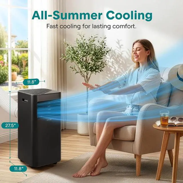 Alt view image 2 of 7 - SereneLife Portable Air Conditioner 8000 BTU | 3-in-1 Cooling, Fan and Dehumidifier | 24-H Timer with up to 350 sq ft Coverage | AC Unit for Bedroom, Home & Office | Includes Window Kit & Remote