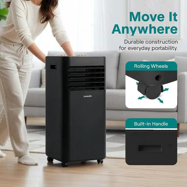 Alt view image 5 of 7 - SereneLife Portable Air Conditioner 8000 BTU | 3-in-1 Cooling, Fan and Dehumidifier | 24-H Timer with up to 350 sq ft Coverage | AC Unit for Bedroom, Home & Office | Includes Window Kit & Remote