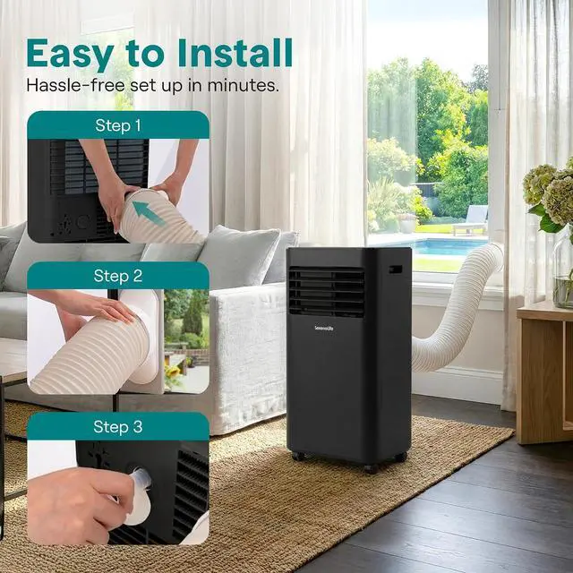 Alt view image 6 of 7 - SereneLife Portable Air Conditioner 8000 BTU | 3-in-1 Cooling, Fan and Dehumidifier | 24-H Timer with up to 350 sq ft Coverage | AC Unit for Bedroom, Home & Office | Includes Window Kit & Remote