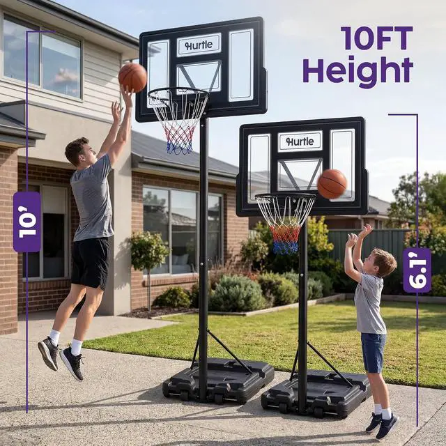 Alt view image 4 of 7 - Kids Basketball Hoop Adjustable Portable Basketball Hoop for Kids Indoor Outdoor Play with Backboard Wheels Driveway Backyard