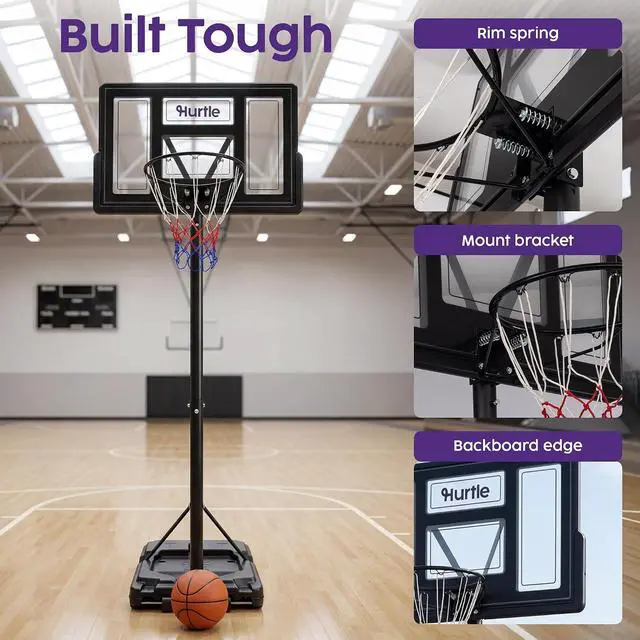 Alt view image 6 of 7 - Kids Basketball Hoop Adjustable Portable Basketball Hoop for Kids Indoor Outdoor Play with Backboard Wheels Driveway Backyard