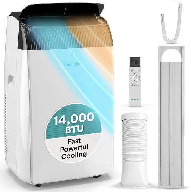 Main image of SereneLife 14,000 BTU Portable Air Conditioner with Dehumidifier, Heat, & Fan | Portable AC Unit for Wide Area Climate Control | Compact Standing Air Conditioner with Window Kit