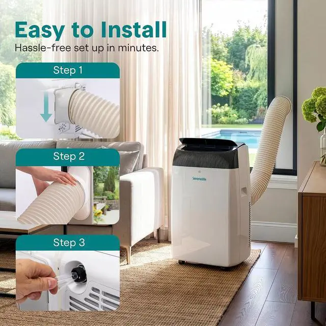 Alt view image 6 of 7 - SereneLife 12,000 BTU Portable Air Conditioner with Dehumidifier, Heat, & Fan | Wi-Fi Enabled Portable AC Unit for Wide Area Climate Control | Compact Standing Air Conditioner with Window Kit