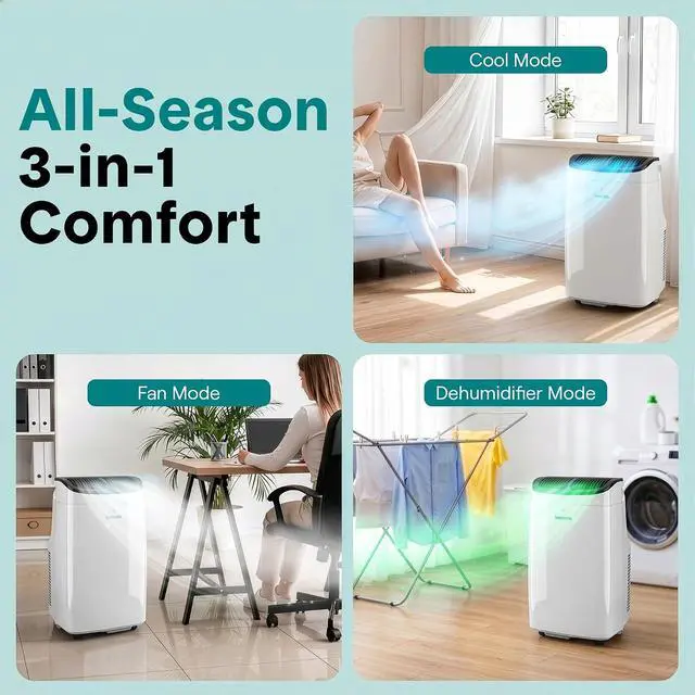 Alt view image 4 of 7 - SereneLife 8,000 BTU Portable Air Conditioner with Dehumidifier & Fan | Portable AC Unit with WiFi for Wide Area Climate Control | Compact Standing Air Conditioner with Window Kit