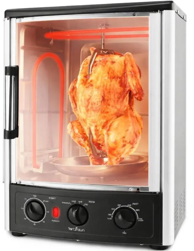 Main image of Nutrichef Vertical Countertop Oven with Rotisserie, Bake, Broil, & Kebab Rack Functions - Adjustable Settings - 2 Shelves - 1500W - Thanksgiving Turkey - Includes Grill, Kebab skewer racks & bake pan
