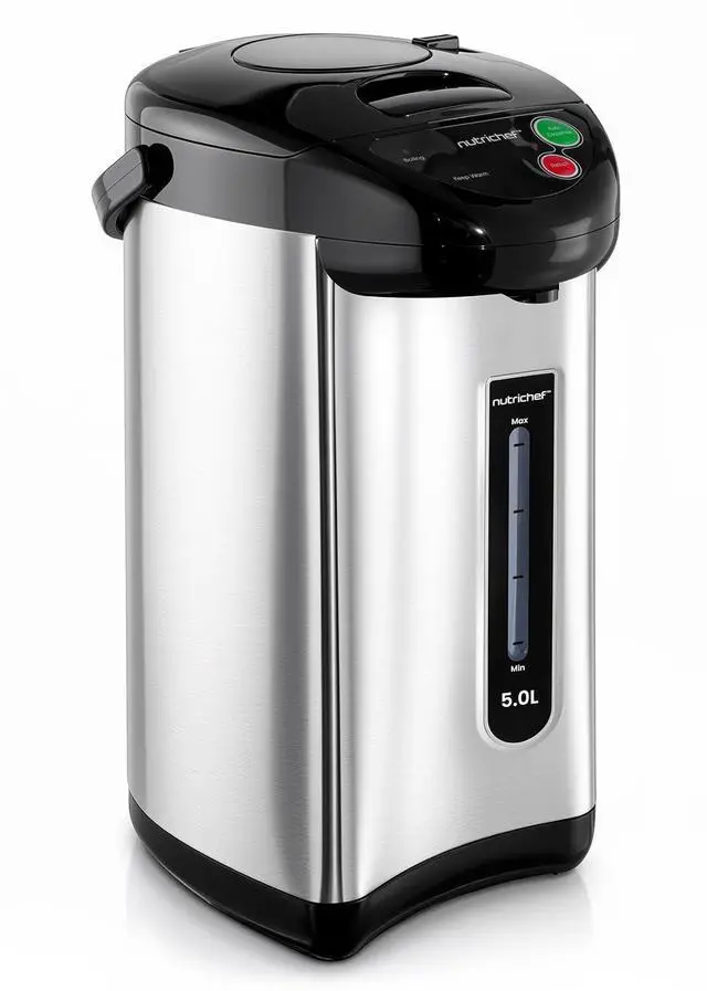 Main image of NutriChef 5.2 Qt Hot Water Dispenser with 5 Temperature Settings | Digital water boiler with 3 dispensing options, stainless steel interior, safety lock, and quick heating.