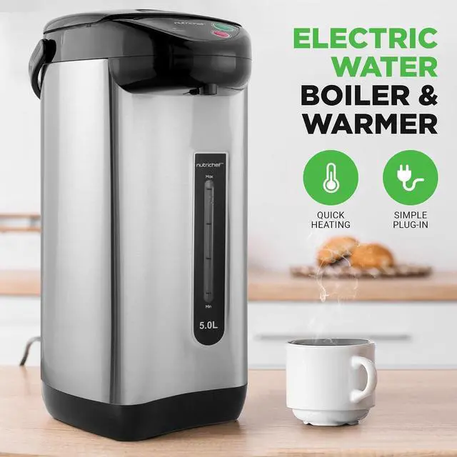Alt view image 2 of 7 - NutriChef 5.2 Qt Electric Water Kettle, Portable, Quick Heating, 5 Liter Digital Kettle with 5 Temperature Settings, Safety Lock, Stainless Steel, 3 Dispensing Options, 8.46" x 11.2" x 16.5"