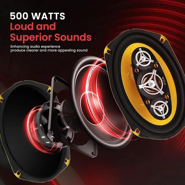 Alt view image 2 of 7 - Pyle Car Eight Way Speaker System - Pro 6 x 9 Inch 500W 4 Ohm Mid Tweeter Component Audio Sound Speakers For Car Stereo w/ 120 Oz Magnet Structure, 3.55 Mount Depth Fits Standard OEM -PLG69.8 (Pair)