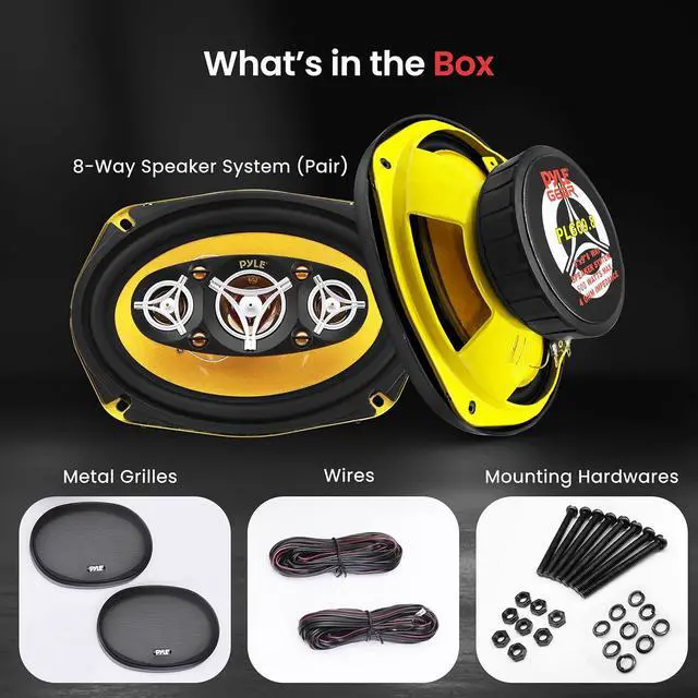 Alt view image 5 of 7 - Pyle Car Eight Way Speaker System - Pro 6 x 9 Inch 500W 4 Ohm Mid Tweeter Component Audio Sound Speakers For Car Stereo w/ 120 Oz Magnet Structure, 3.55 Mount Depth Fits Standard OEM -PLG69.8 (Pair)