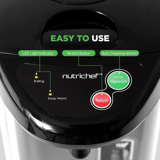 Alt view image 4 of 7 - NutriChef 5.2 Qt Electric Water Kettle, Portable, Quick Heating, 5 Liter Digital Kettle with 5 Temperature Settings, Safety Lock, Stainless Steel, 3 Dispensing Options, 8.46" x 11.2" x 16.5"