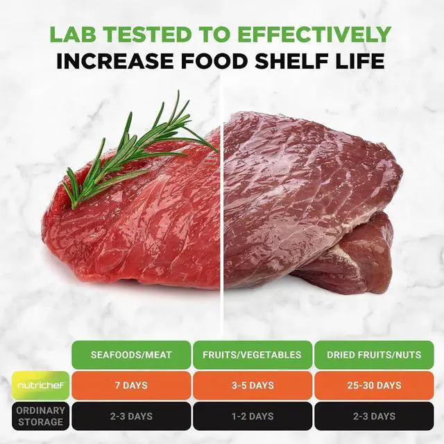 Alt view image 5 of 7 - NutriChef Food Vacuum Sealer Machine, Stainless Steel Automatic Air Sealing System for Dry/Moist Foods, LED Touch Controls, Includes Vacuum Hose, Bag Roll and Wine Stopper, 110W Suction Power, 14"x6"
