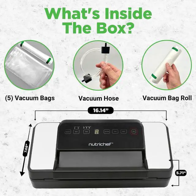 Alt view image 6 of 7 - NutriChef Premium Vacuum Sealer Machine Automatic, Powerful Food Vacuum Sealer Machine with Bags, Touchscreen, Cutter & Multi-Modes for Dry, Moist & Soft Food Storage, Prep, and Sous Vide Cooking