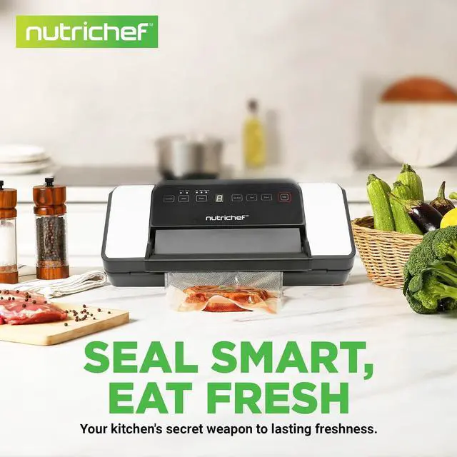 Alt view image 7 of 7 - NutriChef Premium Vacuum Sealer Machine Automatic, Powerful Food Vacuum Sealer Machine with Bags, Touchscreen, Cutter & Multi-Modes for Dry, Moist & Soft Food Storage, Prep, and Sous Vide Cooking