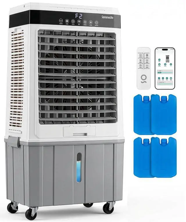 Main image of SereneLife Portable Air Cooler with 2800 CFM Power High-Performance Evaporative Air Cooler for Indoor and Outdoor Spaces, 35 L Tank, 60° Oscillation, 12-Hour Timer, Remote Control Cooling System
