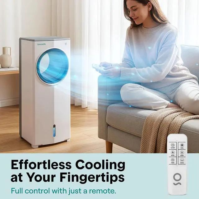 Alt view image 4 of 7 - SereneLife Portable Evaporative Air Cooler with 4L Detachable Water Tank, 1800 CFM Evaporative Cooler with Remote & Ice Packs, Indoor Outdoor Air Cooler Portable for Room Use, (White & Gray)