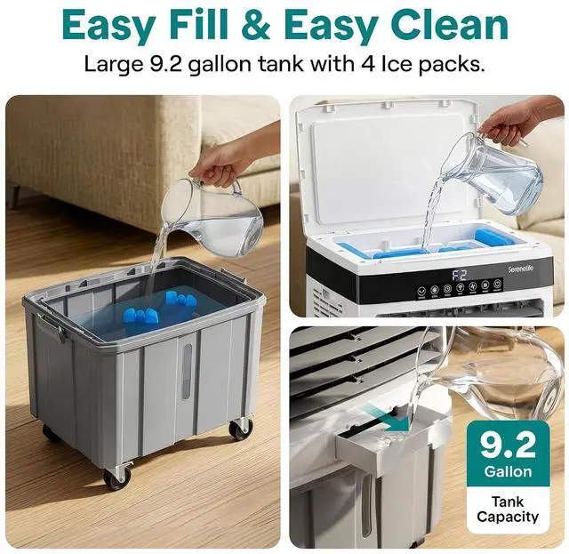 Alt view image 6 of 7 - SereneLife Portable Air Cooler with 2800 CFM Power High-Performance Evaporative Air Cooler for Indoor and Outdoor Spaces, 35 L Tank, 60° Oscillation, 12-Hour Timer, Remote Control Cooling System