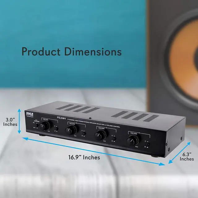 Alt view image 2 of 7 - Pyle 4 Channel Speaker Selector Switch - Multi Zone A B Speaker Distribution Controller Box w/Independent Audio Source Volume Control, Supports Home Theater Stereo Amplifier Receiver System - PSLSW4