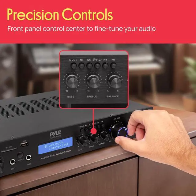 Alt view image 5 of 7 - Pyle 5 Channel Rack Mount Bluetooth Amplifier Receiver - 200 Watt Home Theater Amp, Bluetooth Wireless Streaming, MP3/USB/SD/AUX, Digital ID3 LCD Display - PDA7BU.5