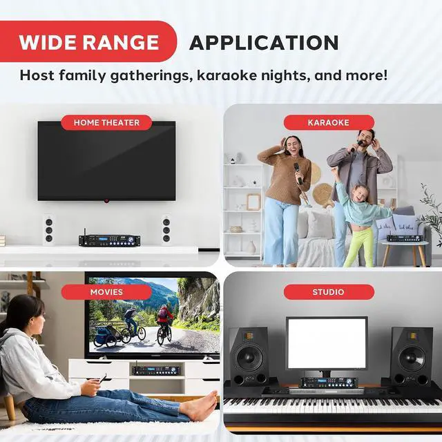 Alt view image 6 of 7 - Pyle 3000W Multi-Channel Bluetooth Wireless Power Amplifier - Rack Mount - Stereo Receiver w/ FM Radio - USB/SD - Dual Mic w/ Echo - RCA - Headphone - LED Display - Cooling Fan - P3001BT