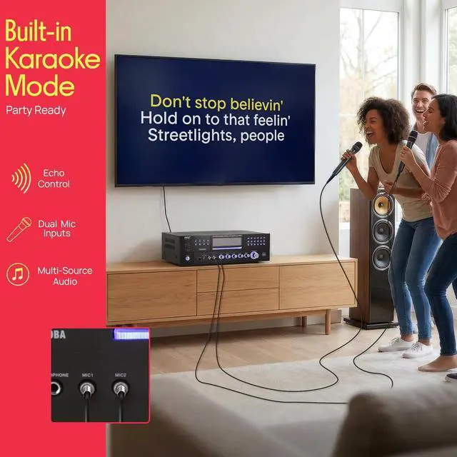 Alt view image 5 of 7 - Pyle 4 Channel Bluetooth Home Amplifier - Front Loading DVD/CD Player - 3000W Peak Stereo Receiver - 2 Mic Inputs w/ Echo, FM Radio,Optical In,USB,RCA,Composite, LED Level Meter, Rack Mount - PD3000BA