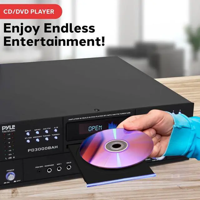 Alt view image 5 of 7 - Pyle Home Theater Amplifier - 4000 Watt Wireless BT Streaming Audio/Video Receiver System with CD/DVD Player, AM/FM Radio, HDMI, and MP3/USB Compatibility