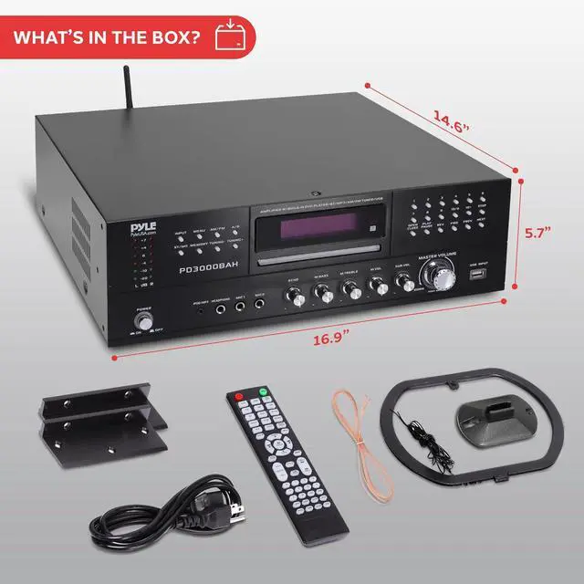 Alt view image 6 of 7 - Pyle Home Theater Amplifier - 4000 Watt Wireless BT Streaming Audio/Video Receiver System with CD/DVD Player, AM/FM Radio, HDMI, and MP3/USB Compatibility