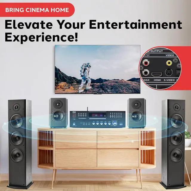 Alt view image 7 of 7 - Pyle Home Theater Amplifier - 4000 Watt Wireless BT Streaming Audio/Video Receiver System with CD/DVD Player, AM/FM Radio, HDMI, and MP3/USB Compatibility