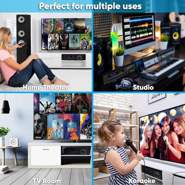 Alt view image 7 of 7 - Pyle Wireless Bluetooth Home Audio Amplifier - 100W 5.1 Channel Home Theater Receiver, Surround Sound w/ HI Def In and Out, RCA In, Subwoofer Out, LED Control Center, 12V Adapter - PFA560BT