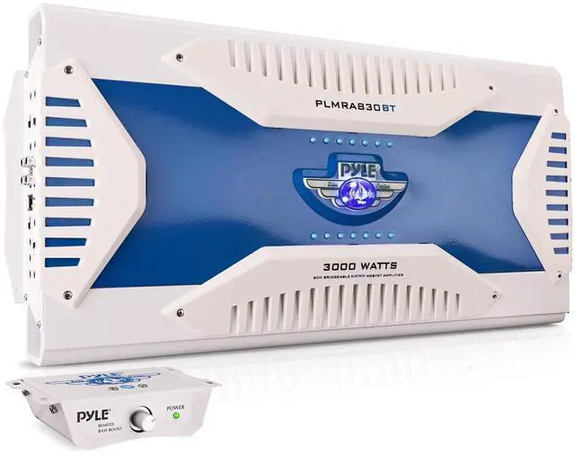 Main image of Pyle Hydra Marine Amplifier - Upgraded Elite Series 3000 Watt 8 Channel Bridgeable Amp Tri-Mode Configurable, Waterproof, MOSFET Power Supply, GAIN Level Controls and RCA Stereo Input - PLMRA830BT