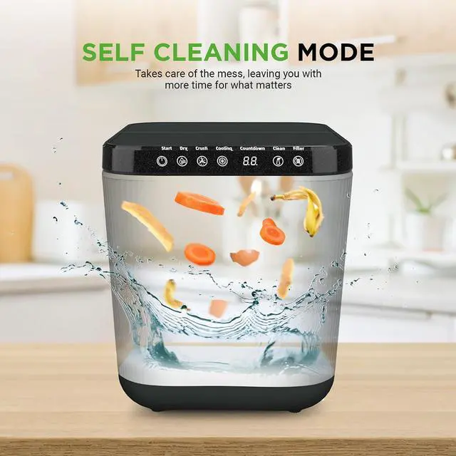 Alt view image 3 of 7 - Nutrichef 3L Electric Kitchen Composter - Composts Organic Material & Food Scraps | Countertop Automatic Compost Bin | Dry, Crush, & Cooling Functions | Perfect for Kitchens & Apartments | Grey