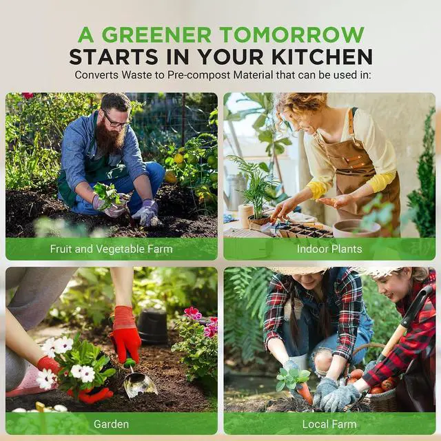 Alt view image 7 of 7 - Nutrichef 3L Electric Kitchen Composter - Composts Organic Material & Food Scraps | Countertop Automatic Compost Bin | Dry, Crush, & Cooling Functions | Perfect for Kitchens & Apartments | Grey