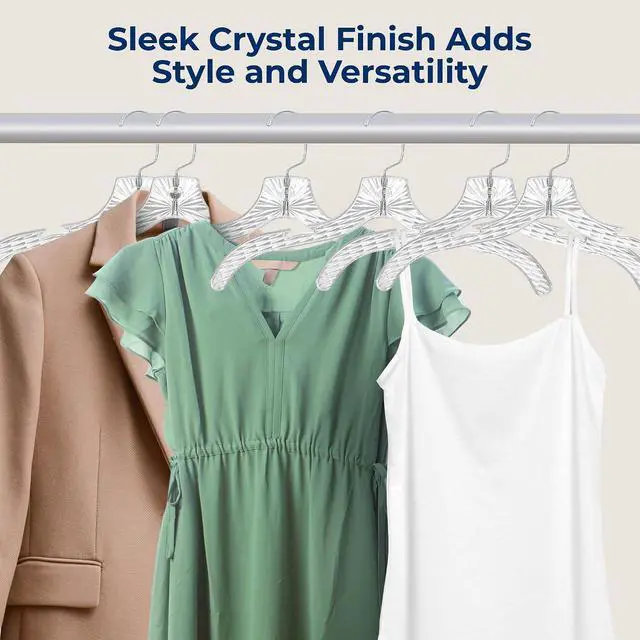 Alt view image 5 of 7 - SereneLife 100 Pack Transparent Plastic Hangers, Crystal Clear, Non-Slip with Notched Shoulders, Ultra-Thin Space Saving, Closet & Retail Use, with Swivel Hook for Clothes, Shirts, Dresses, Jackets
