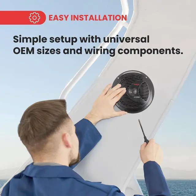Alt view image 6 of 7 - Pyle Marine Stereo Radio Receiver Speaker Kit - 200W Wireless Receiver and 150W Waterproof 6.5 Speakers, Hands-Free Talking, CD/MP3/USB/SD Player, AM/FM Radio, for Boat & Off-Road Vehicles